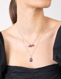 Silver Double Layered Amethyst Necklace - link has visual effect only