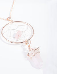 Rose Gold Rose Quartz Dreamcatcher Necklace - link has visual effect only