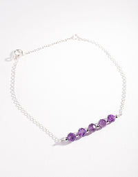 Sterling Silver Amethyst Faceted Bead Bracelet - link has visual effect only