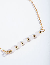 Gold Plated Sterling Silver Rose Quartz Facet Bead Bracelet - link has visual effect only