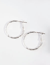 Silver Small Texture Wrapped Hoop Earrings - link has visual effect only