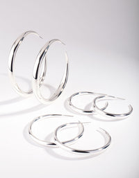 Silver Polished Hoop Earring Pack - link has visual effect only