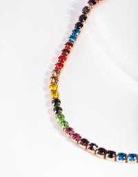 Gold Rainbow Diamante Single Row Anklet - link has visual effect only