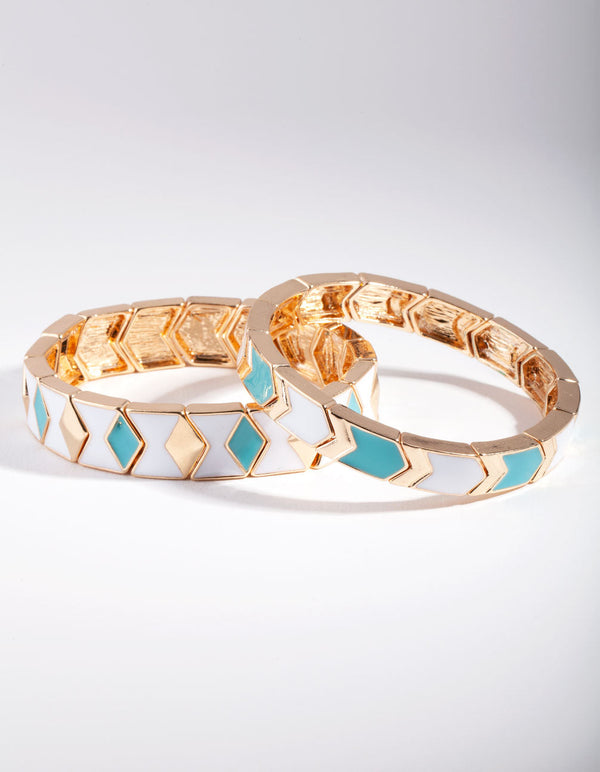 Blue & Gold Triangle Enamel Bracelet Pack