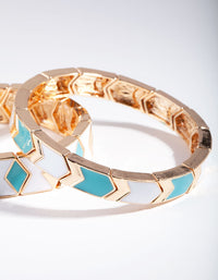 Blue & Gold Triangle Enamel Bracelet Pack - link has visual effect only