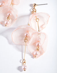 Rose Gold Pink Fabric Flower Earrings - link has visual effect only