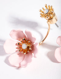 Rose Gold Pink Flower Jacket Earrings - link has visual effect only
