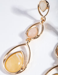 Gold Neutral Pink Teardrop Double Earrings - link has visual effect only
