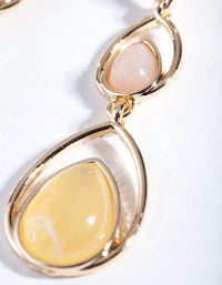 Gold Neutral Pink Teardrop Double Earrings - link has visual effect only