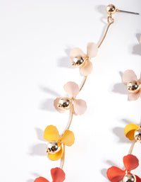 Peachy Gold Pink Flower Drop Earrings - link has visual effect only