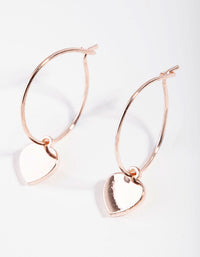 Rose Gold Mini Heart Charm Hoop Earrings - link has visual effect only