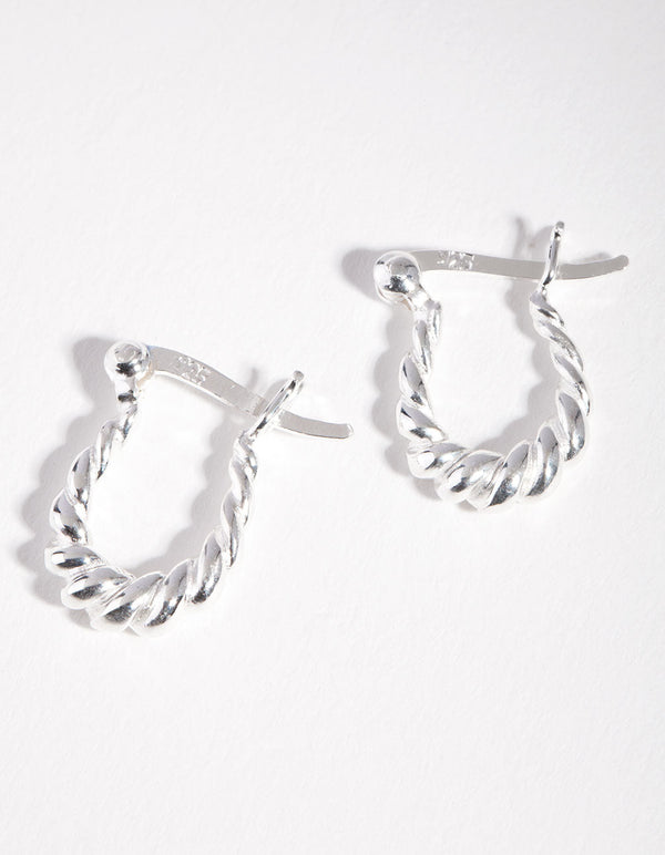 Sterling Silver Mini Twist Creole Earrings