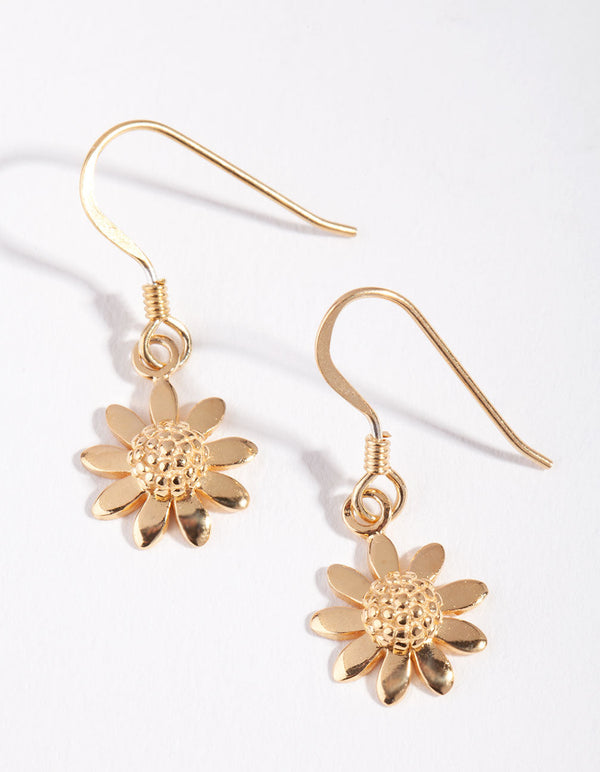 Gold Plated Sterling Silver Daisy Drop Earrings