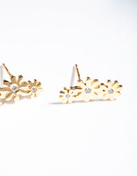 Gold Plated Sterling Silver Diamante Daisy Crawler Earrings - link has visual effect only