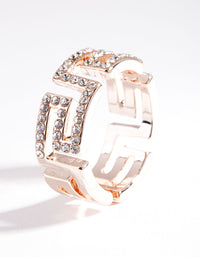 Rose Gold Diamante Greek Key Ring - link has visual effect only