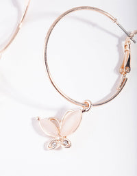 Rose Gold Butterfly Catseye Hoop Earrings - link has visual effect only