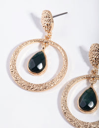 Gold Green Mix Bead Drop Earrings - link has visual effect only