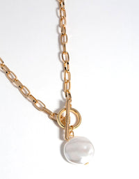 Gold Pearl Tab Bar Necklace - link has visual effect only