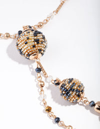 Gold Bugle Bead Tassel Necklace - link has visual effect only