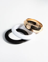 Gold Wood Thick Bangle Pack Bracelet - link has visual effect only