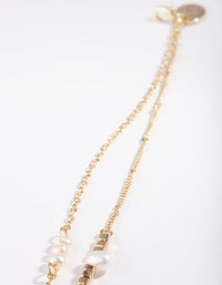 Gold & Pearl 2 Chain Anklet - link has visual effect only