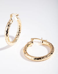 Gold Plated Patterned Hoop Earrings - link has visual effect only