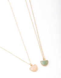 Gold Half Circle Semi Precious Stone Necklace Pack - link has visual effect only