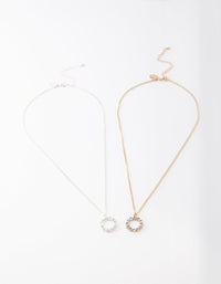 Mixed Metal Large Circle Diamante Necklace Pack - link has visual effect only
