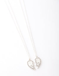 Silver Diamante Best Friend Half Heart Necklace Pack - link has visual effect only
