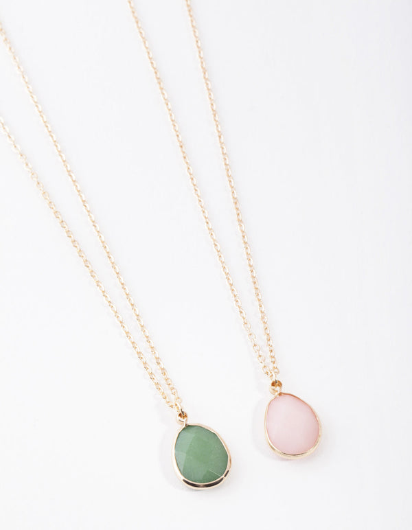 Gold Large Semi Precious Necklace Pack