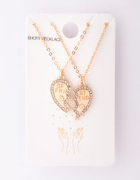Gold Diamante Best Friend Half Heart Necklace Pack - link has visual effect only