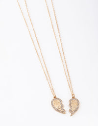 Gold Diamante Best Friend Half Heart Necklace Pack - link has visual effect only