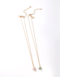 Gold Pink & Green Semi Precious Necklace Pack - link has visual effect only