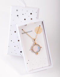 Gold Large Semi-Precious Stone & Diamante Necklace - link has visual effect only