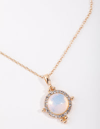 Gold Large Semi-Precious Stone & Diamante Necklace - link has visual effect only
