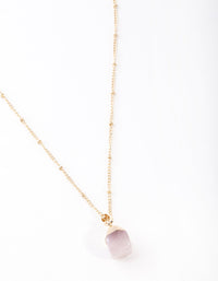 Gold Pink Semi Precious Stone Necklace - link has visual effect only