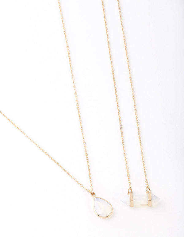 Gold Teardrop & Shard Necklace Pack