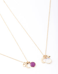 Gold Purple Semi Precious Stone Star Necklace Pack - link has visual effect only