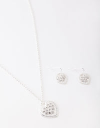 Silver Diamante Necklace & Earring Set - link has visual effect only