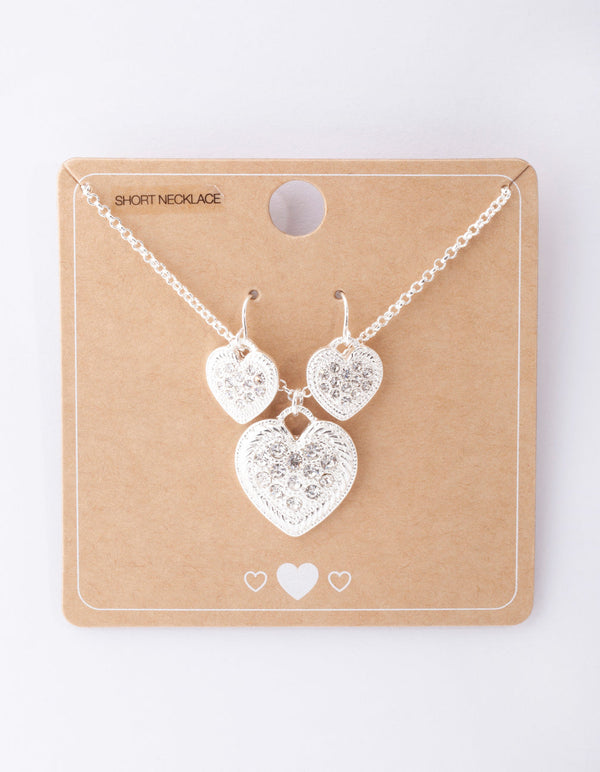 Silver Diamante Necklace & Earring Set