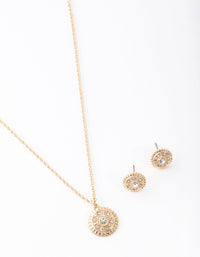 Gold Diamante Textured Necklace & Earring Set - link has visual effect only