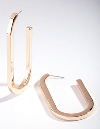 Gold Large Rounded Rectangle Hoop Earrings - link has visual effect only