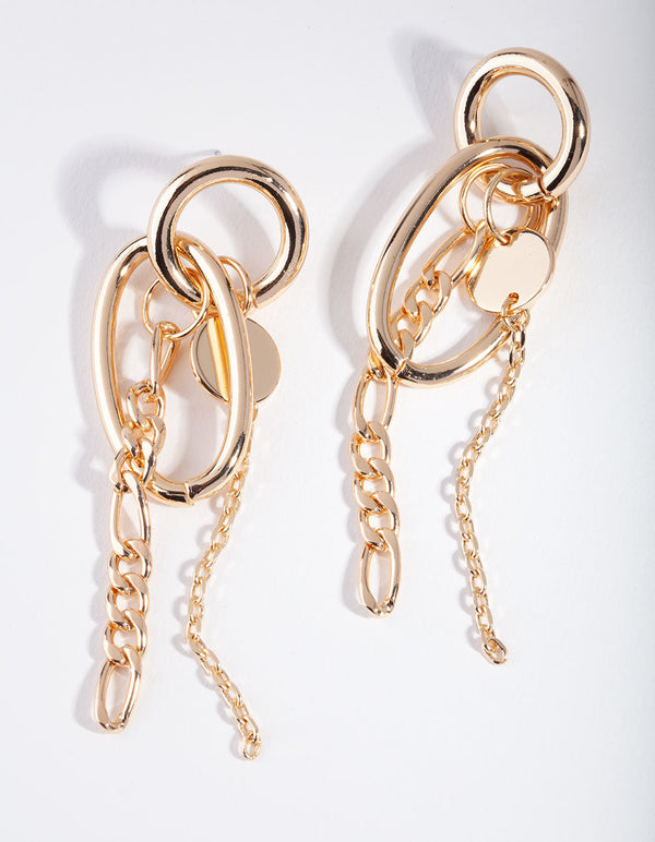 Gold Chain & Charm Drop Earrings
