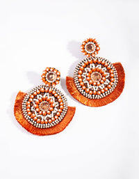 Orange Bright Disc Tassel Earrings - link has visual effect only