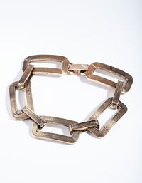 Textured Rectangle Link Bracelet - link has visual effect only