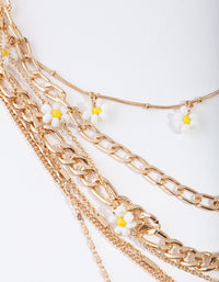 Gold Daisy & Link Necklace - link has visual effect only
