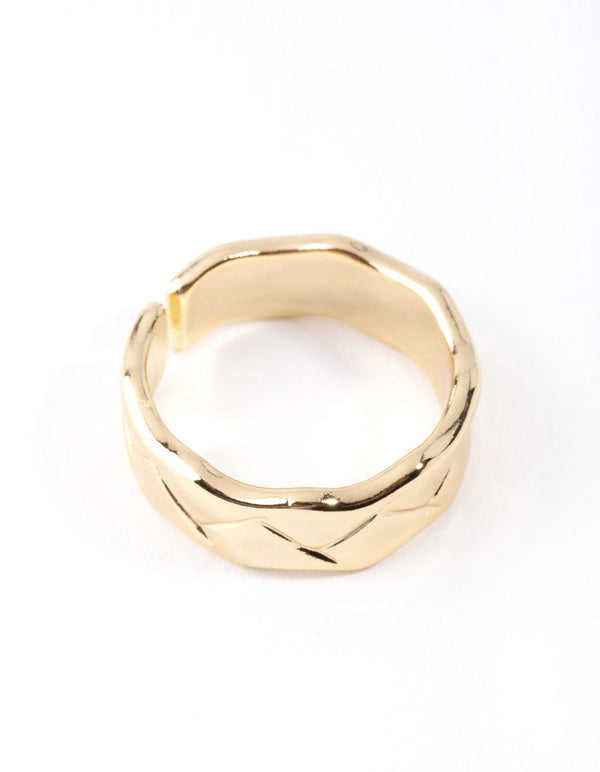 Gold Plated Geometric Molten Adjustable Ring