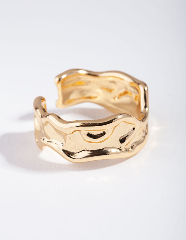 Gold Plated Molten Adjustable Ring