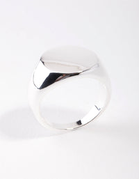Silver Plated Plain Signet Ring - link has visual effect only