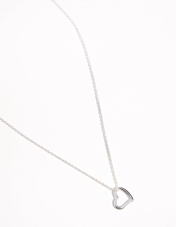 Kids Sterling Silver Cutout Heart 30cm Necklace